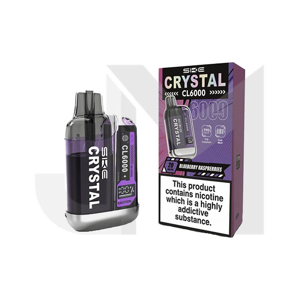 20mg SKE Crystal CL6000 Disposable Rechargeable Vape Kit 6000 Puffs