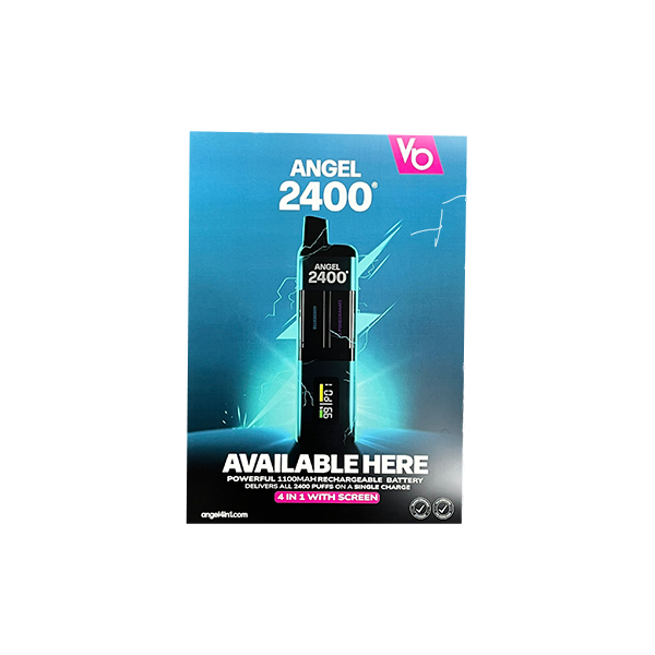 FREE Vapes Bar Angel 2400 Blue Promotional A3 Poster - For Your Business! 2 Per Customer