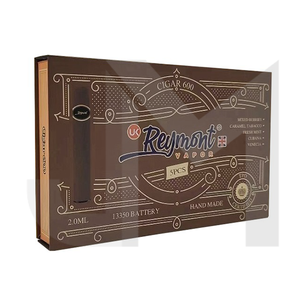 20mg Reymont Cigars 600 Disposable Gift Box 5 pack - 3000 Puffs
