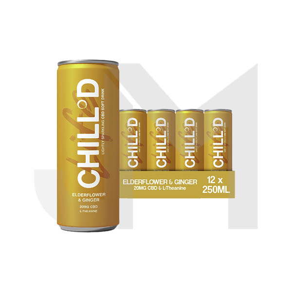 12 x CHILL°D 20mg CBD Sparkling 250ml Elderflower & Ginger