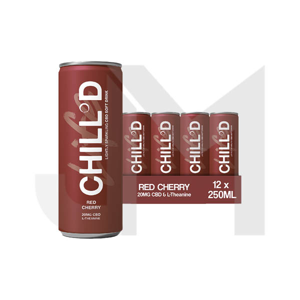 12 x CHILL°D 20mg CBD Sparkling Drink 250ml Red Cherry