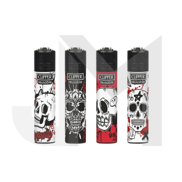 40 Clipper CP11RH Classic Graffiti Skulls Flint Lighters - CL3C1626