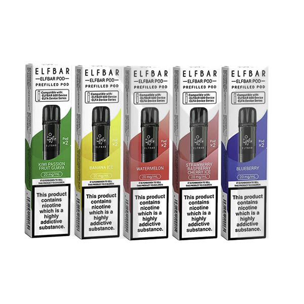 20mg Elf Bar 600 Prefilled Pods 2ml 1200 Puffs - 2 Pcs