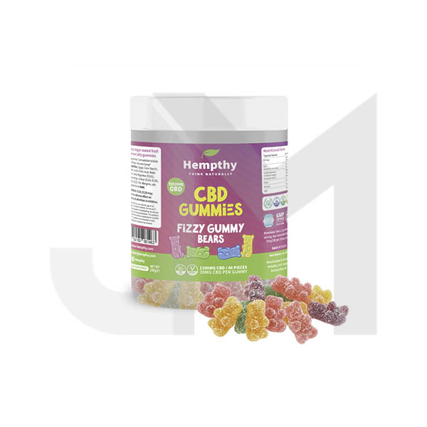 Hempthy 1200mg CBD Fizzy Gummy Bears - 40 pieces