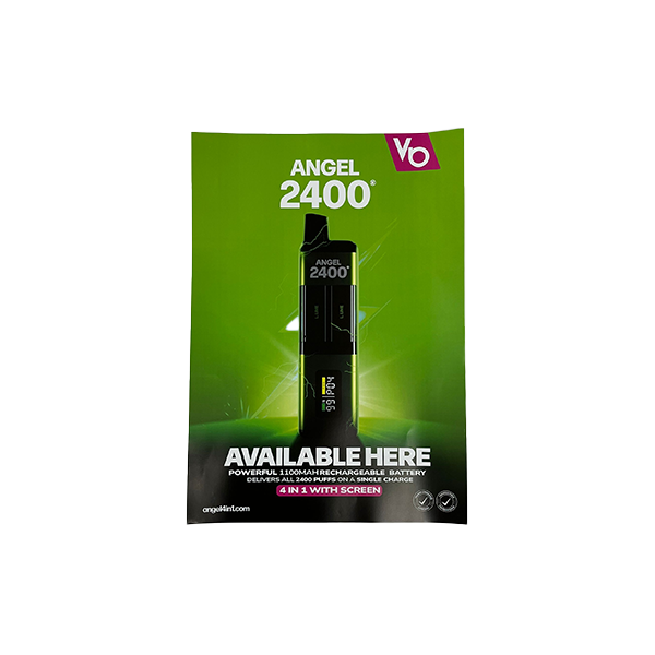 FREE Vapes Bar Angel 2400 Promotional A2 Poster - For Your Business! 3 Per Customer