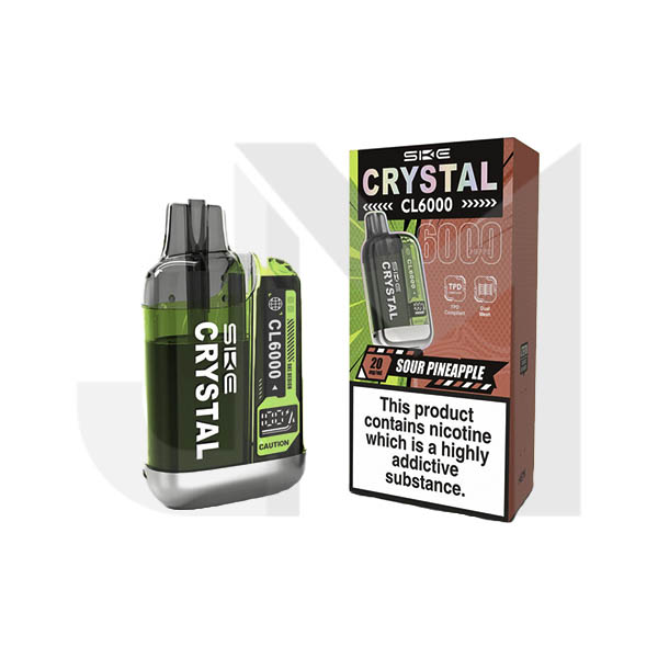 20mg SKE Crystal CL6000 Disposable Rechargeable Vape Kit 6000 Puffs