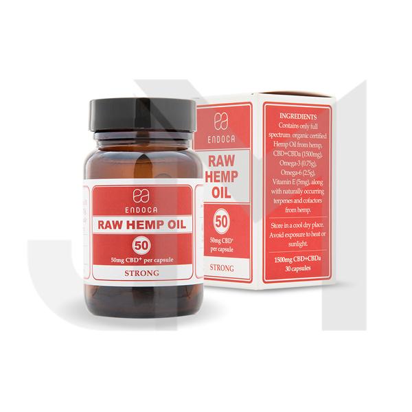 Endoca 1500mg CBD+CBDa Capsules Raw Hemp Oil - 30 Caps