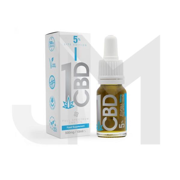 1CBD 5% Pure Hemp 500mg CBD Oil Lite Edition 10ml