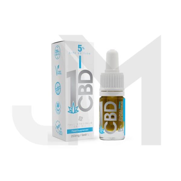 1CBD 5% Pure Hemp 250mg CBD Oil Lite Edition 5ml