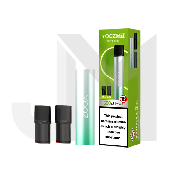 20mg Yooz Mini Rechargeable Device & Vape Pods x2 600 Puffs (BUY 5 GET 1 FREE)