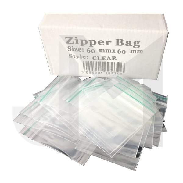 5 x Zipper Branded 60mm x 60mm Clear Bags