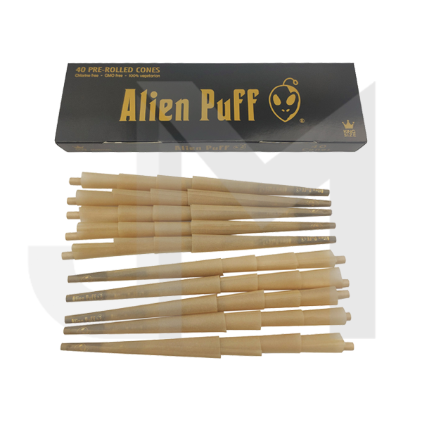 40 Alien Puff Black Gold King Size Pre Rolled 109mm Cones ( HP162 )