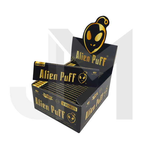 33 Alien Puff Black & Gold Super King Size Unbleached Brown Rolling Papers ( HP2104AP )