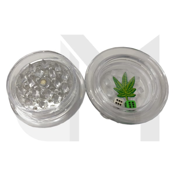 2 Parts 4Smoke Plastic Clear Leaf Grinder with Dice - HX035-1