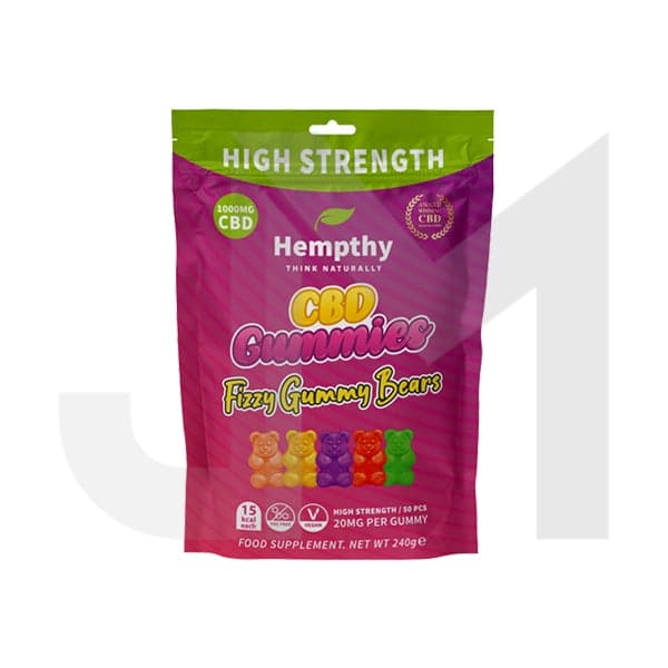 Hempthy 1000mg CBD Fizzy Gummy Bears Gummies - 50 Pieces