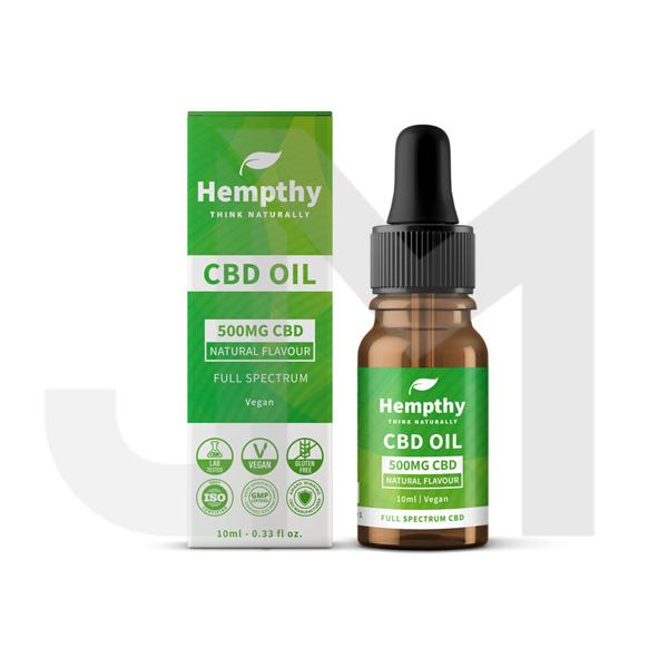 Hempthy 500mg CBD Oil Full Spectrum Natural - 10ml