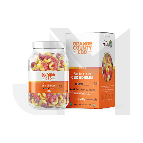 Orange County CBD 1600mg CBD Fizzy Peach Rings - Large Tub