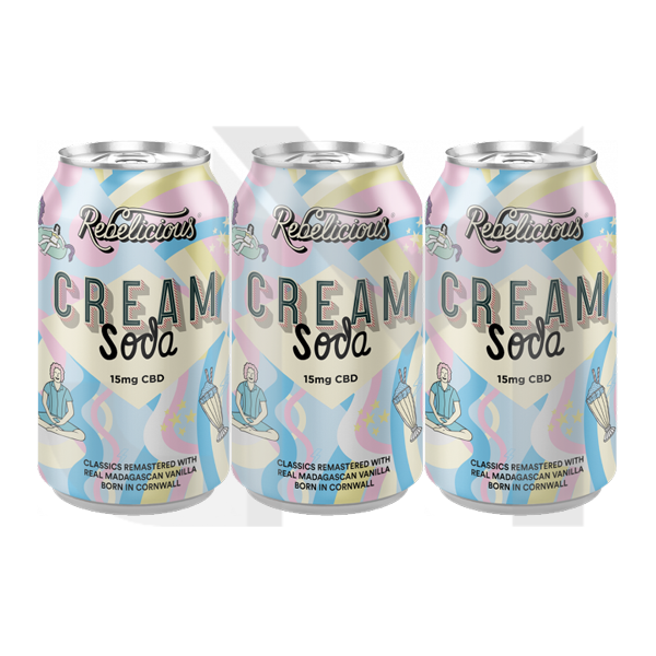 12 x Rebelicious 15mg CBD Cream Soda Sparkling Soft Drink - 330ml