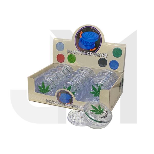 12 x 3 Parts Plastic Clear Amsterdam Grinder - SMK033A