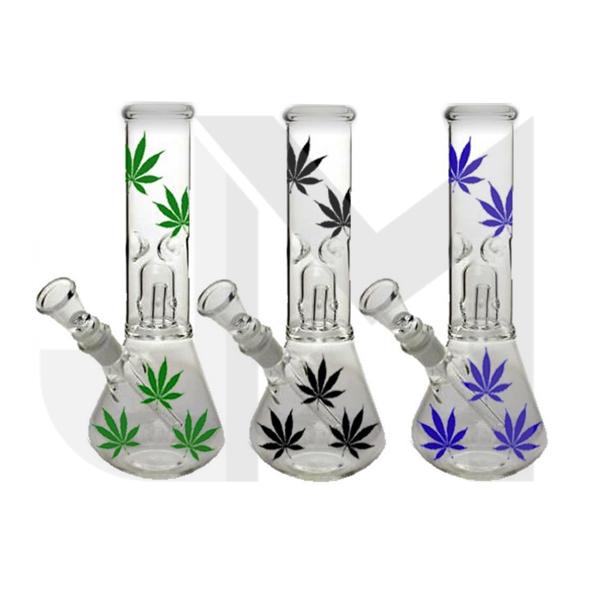 12" Large Leaf Designed Glass Bong - GB-85